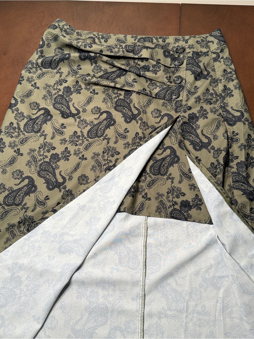 100% Polyester Olive CIDER Wrap-style Skirt - Large - Picture 3 of 5